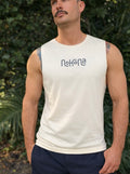 "Nohona Men's Flow Tank in Vanilla cream, premium minimalist men's gym and beach tank."